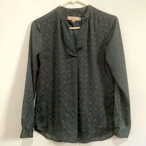 The Loft green patterned blouse